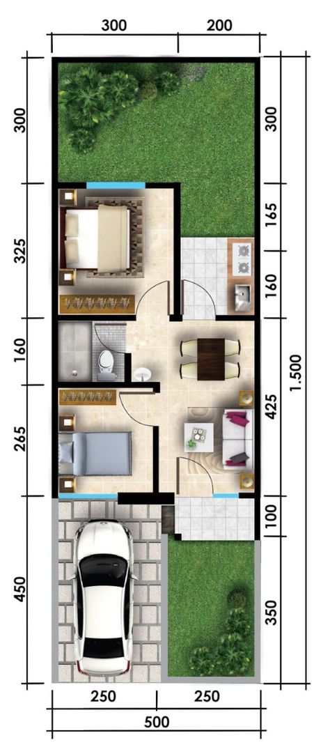 Denah rumah ukuran 5x15 meter 2 kamar tidur 1 lantai + tampak depan ~ 1000+ Inspirasi Desain Arsitektur Teknologi Konstruksi dan Kreasi Seni Small House Design Kerala, Build Your House, Modern Small House Design, Design Architect, Compact House, House On Stilts, Small House Floor Plans, Narrow House, Tiny House Floor Plans