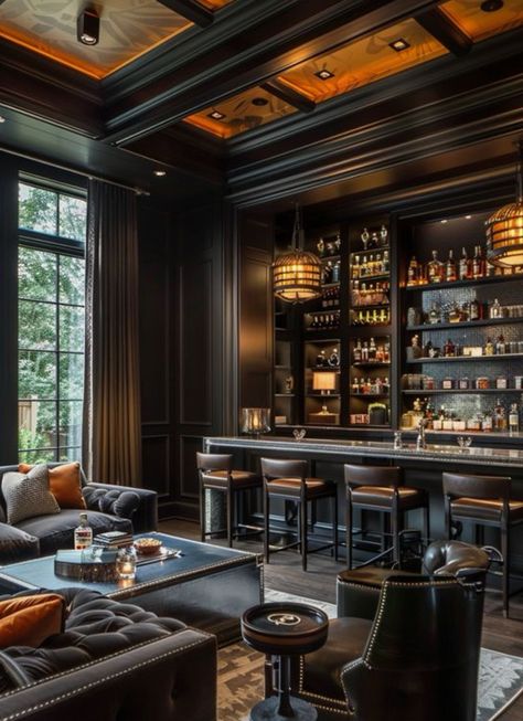 Bar Lounge Room Ideas, Masculine Centerpieces, Zigarren Lounges, Home Lounge Room Bar, Bar Lounge Room, Salas Lounge, Speakeasy Decor, Whiskey Lounge, Bourbon Room