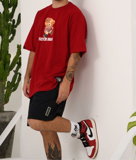 Red Jordan 1 Outfit, Jordan 1 Outfit, Chicago Outfit, Red Jordans, Jordan Outfit, Mens Summer Outfits, Mens Casual Outfits Summer, Jordan Outfits, Street Style Outfits Men