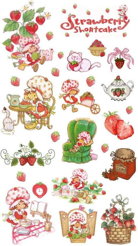 Iphone 16 Layout, Cute Things To Print, Nina Core, 1980 Strawberry Shortcake, Kids Vision Board, Cute Sticker Sheets, Personal Scrapbook, Strawberry Tattoo, Cute Iphone Wallpaper Tumblr