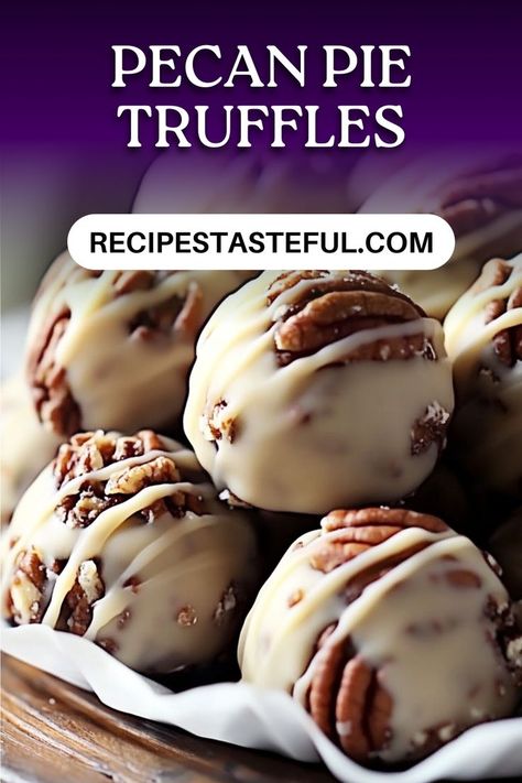 Indulge in these rich and creamy Pecan Pie Truffles, a delightful bite-sized treat that combines the classic flavors of pecan pie with smooth cream cheese and chocolate. Perfect for holiday gatherings or as a sweet treat any time of the year! Pecan Truffle Balls, Creamy Pecan Pralines, Pecan Pie Truffles Recipe, Pecan Pie Balls Recipe Simple, Pecan Pie Balls No Bake, Classic Christmas Desserts, Bite Size Christmas Desserts, Christmas Food Party Ideas, Candies Pecans