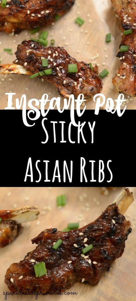 Sticky Asian Ribs, Ribs Instant Pot, Instant Pot Asian Recipes, Asian Ribs, Instant Pot Ribs Recipe, Honey Garlic Ribs, Honey Rice, Sticky Pork Ribs, Rib Recipe