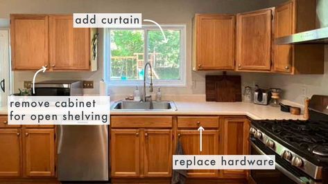 Honey Oak Kitchen, Kitchen Cabinets Trim, Real Kitchens, Honey Oak Cabinets, Cabinet Inspiration, Cabinet Trim, Upper Kitchen Cabinets, Oak Kitchen Cabinets, Real Kitchen