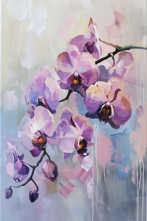 Orchid Painting Acrylic, Art Flowers Painting, Orchid Painting, Orchid Drawing, Orchid Wall Art, Orchids Painting, Wall Art Flowers, Printable Painting, Disney Paintings