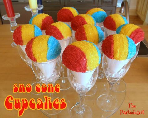 Sno-Cone Cupcakes Snow Cone Cupcakes, Afro Circus, Cone Cupcakes, Summer Party Ideas, Cupcake Cones, Sno Cones, Circus Carnival Party, Carnival Food, Cupcakes Ideas