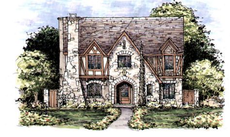 Plan #141-339 - Houseplans.com Tudor Style Homes Plans, Tudor House Plans, Tudor Home, Tudor Cottage, Cottage Floor Plans, Tudor Style Homes, Sims House Plans, Casas Coloniales, Tudor House