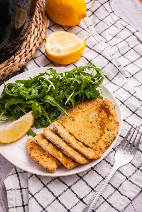 Air Fryer Chicken Milanese Chicken Milanese Recipe Air Fryer, Chicken Milanese Recipe, Pounded Chicken, Milanese Recipe, Recipe Air Fryer, Fried Chicken Cutlets, Chicken Milanese, Breaded Chicken Cutlets, Classic Italian Dishes