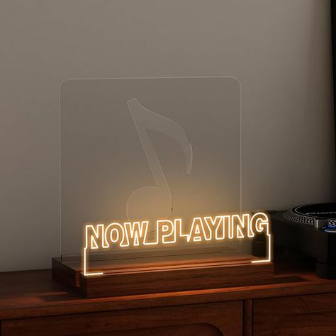 Now Playing Vinyl Record Stand, Light up Record Holder, Wooden Acrylic Display with Warm White Lights for Albums, Room Decor, for Vinyl Lovers Vinyl Record Stand, Home Entertainment Furniture, Record Stand, Warm White Lights, Record Display, Now Playing, Record Holder, Gift Suggestions, Stand Light