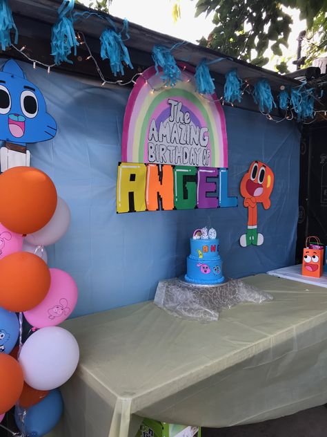 Amazing World Of Gumball Party Ideas, Gumball Birthday Cake, Gumball Decorations, Amazing World Of Gumball Birthday Party, The Amazing World Of Gumball Party, Amazing World Of Gumball Balloon, Gumball Party, World Of Gumball, The Amazing World Of Gumball