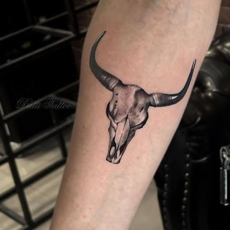 Cow Head Tattoo, Cow Skull Tattoo, Longhorn Tattoo, Tattoo Under Breast, Cow Skull Tattoos, Cow Tattoo, Head Tattoo, Cow Head, Knee Tattoo