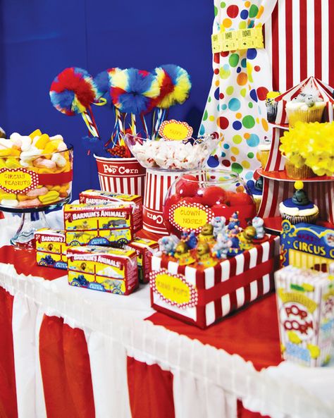 Carnival of Dreams {Circus Themed Birthday Party} Clown Birthday Party Ideas, Clown Birthday Party, Circus Party Ideas, Carnival Snacks, Carnival Candy, Clown Birthday, Circus Themed Party, Birthday Carnival, Carnival Birthday Party