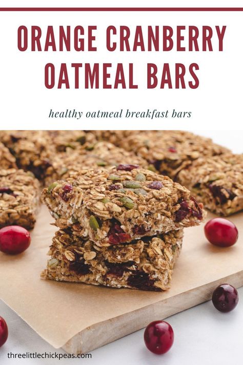 cranberry orange oatmeal bars on a cutting board Navel Orange Recipes, Oat Bar Recipe Healthy, Cranberry Orange Oatmeal Cookies, Cranberry Oatmeal Bars, Cranberry Orange Oatmeal, Oatmeal Breakfast Bars Healthy, Bars Recipes Healthy, Vegan Granola Bars, Orange Oatmeal