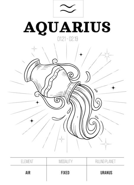 Aquarius Patchwork Tattoo, Zodiac Signs Aquarius Tattoo, Aquarius Flash Tattoo, Vintage Aquarius Art, Horoscope Art Aquarius, Aquarius Line Art, Aquarius Drawing Zodiac Art, Aquarius Water Bearer Tattoo, Aquarius Sign Symbol