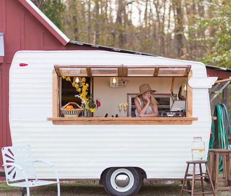 Before & After: 10 Unbelievable Trailer Transformations | Design*Sponge | Bloglovin’ Airstream Bar, Food Truck Interior, Caravan Bar, Shasta Camper, Camping Vintage, Vintage Camper Remodel, Old Campers, Coffee Truck, Diy Rv