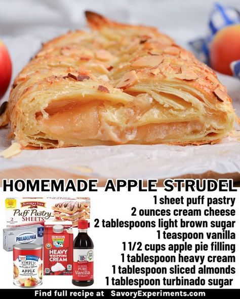 Easy Slow Cooker Recipes | This is a crazy good recipe for an easy Cream Cheese Apple Strudel- tis the season for APPLES | Facebook Cream Cheese Puff Pastry, Strudel Recipes, Good Recipe, Apple Strudel, Apples And Cheese, Easy Cream, Easy Slow Cooker Recipes, Homemade Apple, Apple Pies Filling