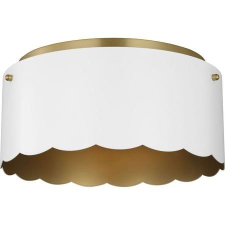 The whimsical design of the Bettye 2-Light Flush Mount Light brings easygoing glam and global charm to any room. A bright white scalloped shade encircles a rich champagne bronze cylinder, bringing a unity of luxe details and sleek contemporary elements. Place it in the hallway, living area, foyer or bedroom to take advantage of its versatile design and warm glow. Color: Gold. Funky Farmhouse, House Finishes, Contemporary Elements, Flush Mount Light, Champagne Bronze, Basement Bathroom, Whimsical Design, Mount Light, Florida Home