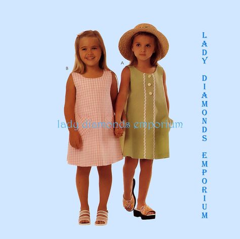 McCalls 2004 Girls Pullover A-line Sleeveless Dress w Scooped Neckline Sundress Childs size 2 3 4 5 Very Easy Sewing Pattern by ladydiamond46 on Etsy Easy Girls Dress, Vintage Girls Dress Pattern, Dog Jacket Patterns, Summer Dress Sewing Patterns, Vintage Clothes Patterns, Mccalls Patterns Dress, Coat Pattern Sewing, Summer Dress Patterns, Vintage Girls Dresses