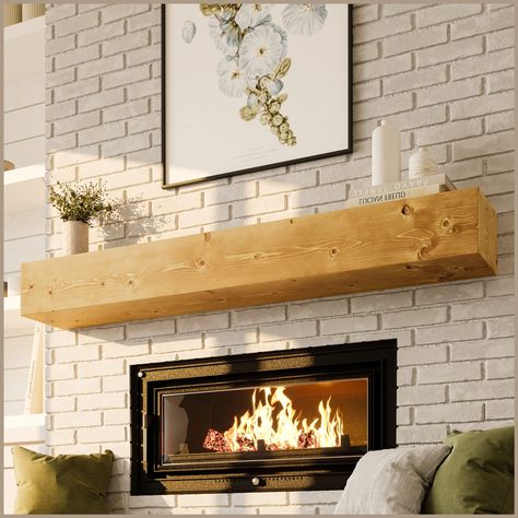 PRICES MAY VARY. A Classic Accessory — Give your living room a boost of elegance and bring refinement into focus with this floating mantel shelf 60 inch. This floating mantle shelf highlights your fireplace shelves with the traditional element of wood in a clean, minimal design One Shelf, Abundant Uses — Whether it's books, awards or photos, this wood mantle decor for fireplace 60 inch rustic shelf is your stage. Position a wall mounted mirror, television or paintings above these old fireplace m Wood Mantles, Shelves Around Fireplace, Rustic Fireplace Mantle, Fireplace Mantle Shelf, Farmhouse Fireplace Mantel, Floating Fireplace Mantel, Floating Mantle, Floating Fireplace, Rustic Fireplace