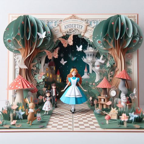 Pop Up Fairytale Book, Alice In Wonderland Christmas, Paper Flower Letters, Paper Art Sculpture, Paper Carving, Layered Art, Preschool Art Activities, Marmaris, Pop Up Book