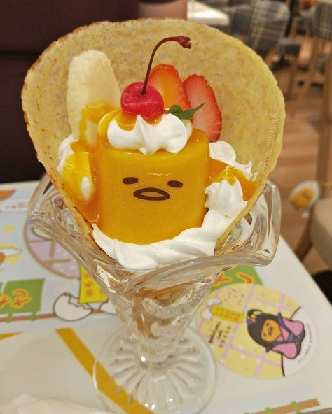 Gutatama Egg, Gudetama Aesthetic, Gudetama Birthday, Gudetama Food, Gudetama Cafe, Lazy Egg Gudetama, Mango Parfait, The Lazy Egg, Sanrio Gudetama