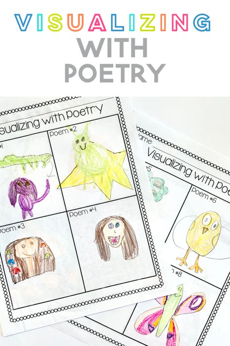 2nd Grade Poetry Activities, Kindergarten Visualizing Activities, Poems For Second Grade, Poetry Unit First Grade, Poetry Kindergarten Activities, Poetry Grade 2, Poetry 1st Grade, First Grade Poetry, Poems For First Grade