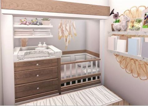 Roblox Bloxburg baby room idea 💡 Cottage Bloxburg, Blocksburg Room Ideas￼, Tiny House Bedroom, Bloxburg House Ideas 2 Floor, House Decorating Ideas Apartments, Small House Layout, Simple Bedroom Design, Tiny House Layout, Diy House Plans