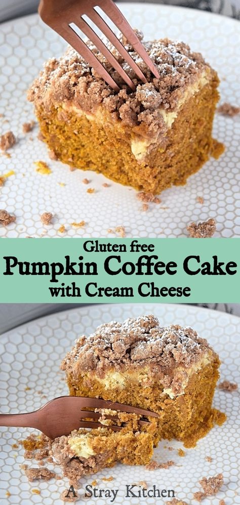 Gf Fall Desserts, Pumpkin Doughnut Recipe, Coffee Cake With Cream Cheese, Pumpkin Coffee Cake, Healthy Fridge, Pumpkin Spices, Celiac Recipes, Pumpkin Everything, Pumpkin Coffee Cakes