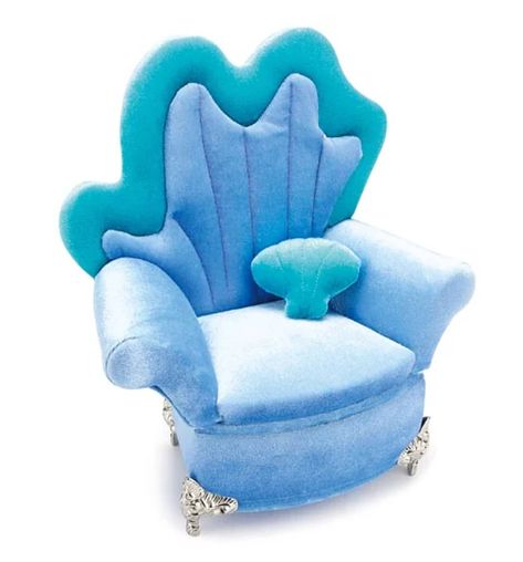 Can you say "mermaid throne"?! Except, this is Barbie sized, because it's really a jewelry box, the Fantasia Jewelry box to be exact.… Mermaid Throne, Mermaid Furniture, Mermaid Decor Bedroom, Mermaid Room Decor, Glitter Room, Mermaid Bedroom, Beach Themed Bedroom, Mermaid Nursery, Mermaid Room