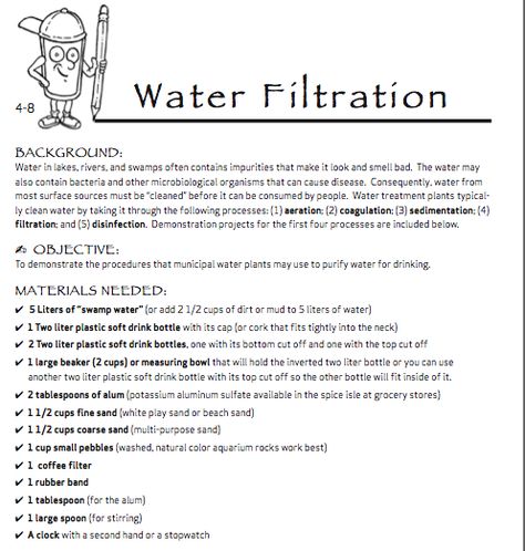 Water Project Experiment- Water Filtration Water Filtration Experiment, Best Science Fair Projects, Ideas For Science Fair, Science Teacher Quotes, Science Fair Board, Science Fair Projects Boards, Science Experiments Kids Elementary, Cool Science Fair Projects, Water Experiments