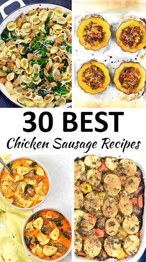 30+ BEST Chicken Sausage Recipes (Healthy and Delicious!) Garlic Chicken Sausage Recipes, Recipe With Chicken Sausage, Spicy Chicken Sausage Recipes, Jalapeno Chicken Sausage Recipes, Smoked Chicken Sausage Recipes, Chicken Sausage Recipes For Dinner, Healthy Chicken Sausage Recipes, Italian Chicken Sausage Recipes, Recipes With Chicken Sausage