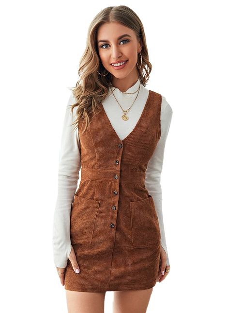 Cord Pinafore Dress, Corduroy Overall Dress, Overall Skirt, Business Formal Dress, Formal Dresses Gowns, Shein Dress, Body Con Dress, Corduroy Dress, Professional Dresses