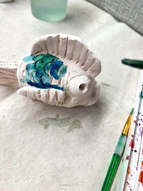 An easy way to add color to elementary ceramic lessons. Get tips and tricks to using watercolor paint on clay projects for kids. Can You Paint Air Dry Clay, Air Dry Clay Watercolor, Watercolor On Ceramics, Watercolor On Air Dry Clay, Painting On Air Dry Clay, Watercolor On Clay, Painting Air Dry Clay, Paint On Clay, Playdoh Creations