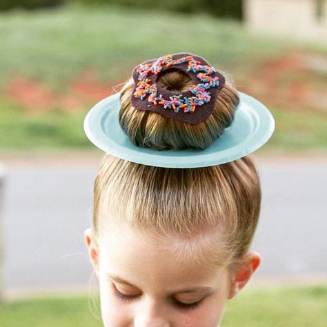 So fun to be cute! Easy Wacky Hair Day Ideas, Star Wars Hair, Crazy Hairstyles, Wacky Hair Day Ideas, Wacky Hair Day, Hair Donut, Crazy Hat Day, Wacky Hair Days, Going Out Hairstyles