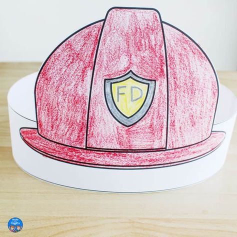 Grab these free printable community helper hats and get suggestions on ways to use them in the classroom or at home. Community Helpers Hats, Community Helper Hats, Community Helpers Preschool Crafts, Air Force Officer, Community Helpers Crafts, Fire Safety Preschool, Construction Hat, Kindergarten Units, Fireman Hat