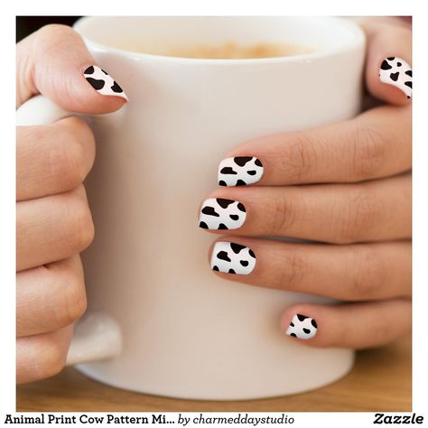 Animal Print Cow Pattern Minx Nail Art Decals Soccer Nails, Cow Poster, Acrylic Tips, Minx Nails, Nail Art Decals, Modern Nails, Nail Art Designs Summer, Giraffe Pattern, Red Sparkle