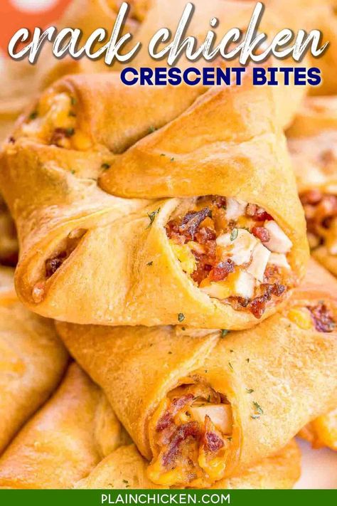 Chicken Bacon Cheddar, Crescent Chicken, Chicken Croissant, Crescent Roll Recipes Dinner, Chicken Appetizer, Recipes Using Crescent Rolls, Crescent Roll Appetizers, Chicken Crescent Rolls, Chicken Crescent