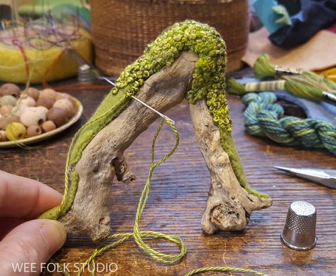 Nature Crafting, Wee Folk Studio, Salley Mavor, Moss Covered, Spring Scene, Wee Folk, Contemporary Embroidery, 자수 디자인, Nature Crafts