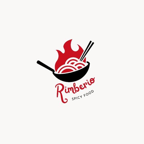 Red Black Simple Spicy Food Restaurant Logo Logo Brand Makanan, Logo Design Psychology, Fnb Logo, Spicy Logo, Logo Rice, Ramen Logo, Food Restaurant Logo, Culinary Kitchen, Brand Food