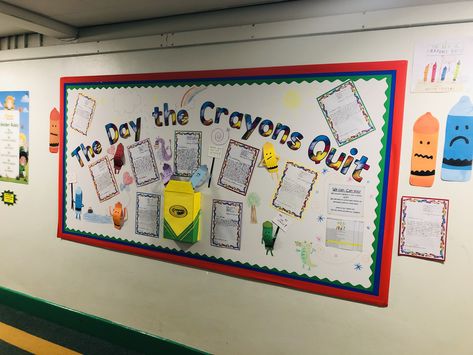 The Day the Crayons Quit school display The Day The Crayons Quit Display, Crayon Template, Year 2 Classroom, The Day The Crayons Quit, Day The Crayons Quit, School Display, Display Boards, School Displays, New Class