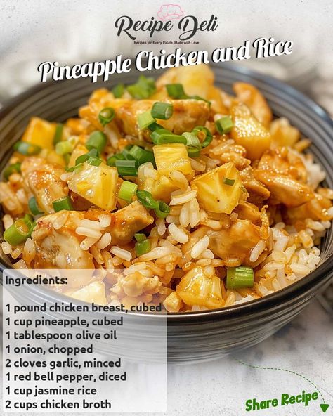 From Pantry to Table | Pineapple chicken and rice | Facebook Pineapple Chicken And Rice, Chinese Cooking Recipes, Summer Foods, Pineapple Chicken, Chinese Chicken, Deli Food, Rice Ingredients, Chicken And Rice, Boneless Skinless Chicken