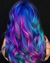 Galaxy Hair Color, Space Hair, Mermaid Hair Color, Belle Hairstyle, Gradient Hair, Galaxy Hair, Vivid Hair Color, Latest Hair Color, Multi Colored Hair