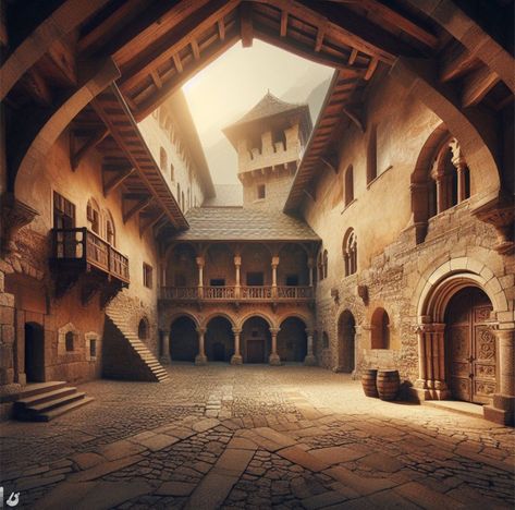 Medieval Castle Interior, Medieval Towns, Fantasy Village, Fantasy World Map, Medieval Architecture, Castles Interior, Fantasy Castle, Medieval Town, Medieval Castle