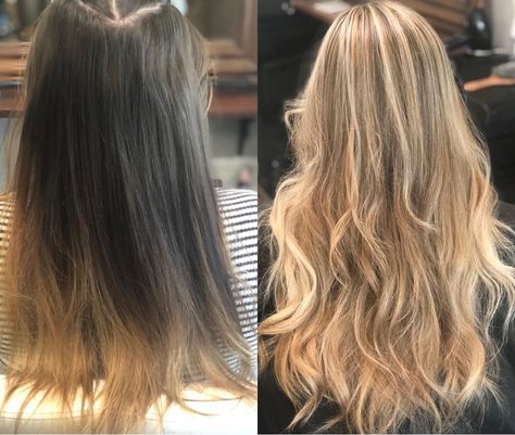 Brunette To Full Blonde, Brown To Blonde Transition, From Brunette To Blonde, Full Highlights, Brunette To Blonde, Brown To Blonde, 4 Hours, Summer Hairstyles, So Happy