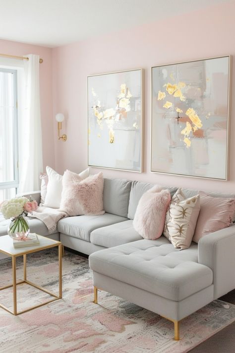 Achieve a minimalist yet sophisticated look in modern living rooms. Click here for design ideas. Pink Aesthetic Home Decor, Modern Feminine Living Room, Girls Apartment Ideas Living Room, Cute Modern Living Room, Beige And Pink Living Room, Girls Living Room Ideas, Clean Living Room Aesthetic, Girly Living Room Ideas Apartments, Pink And Grey Living Room