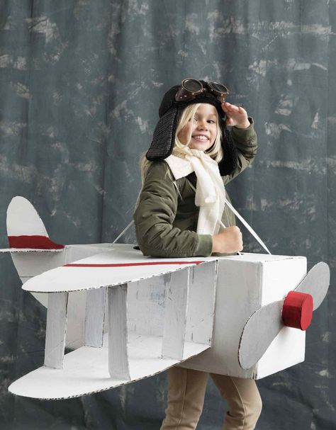 The sky's the limit when it comes to this #DIY #Halloween #costume. Our free pattern and simple instructions make it easy to put this homemade kid's costume together. Costumes You Can Make At Home, Airplane Costume, Homemade Costumes For Kids, Cake Costume, Kids Witch Costume, Halloween Costumes You Can Make, Paper Doll Costume, Tree Costume, Halloween Costumes To Make