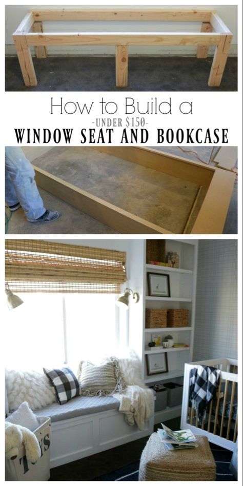 How to Build a Window Seat and Built-In Bookcase Tutorial - Nesting With Grace Build A Window Seat, Build A Window, Diy Window Seat, Built In Window Seat, Window Bench Seat, Window Seat Kitchen, Window Seat Storage, Window Seat Design, Window Seats