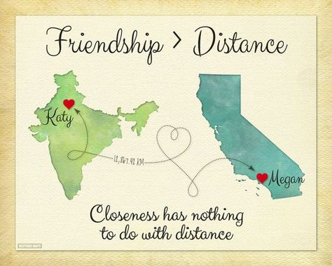 Long Distance Gift for Best Friend, Friendship is Greater than ... Friendship Distance, Long Distance Friendship Quotes, Long Distance Best Friend, Long Distance Friendship Gifts, Long Distance Friends, Long Distance Friendship, Distance Gifts, Friends Diy, Diy Gifts For Friends