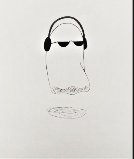 Ghost Wearing Sunglasses, Headphones Tattoo, Headphones Drawing, Cool Ghost, Pizza Drawing, Camera Illustration, Wall Drawings, Dog Sunglasses, Ghost Drawing