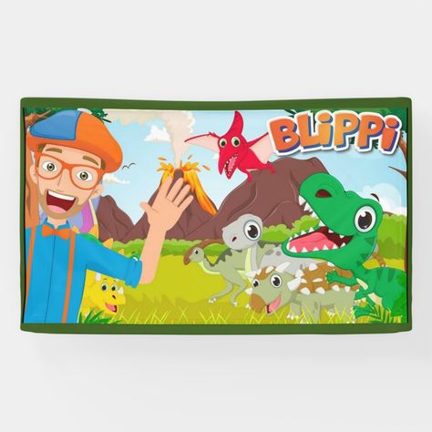 Dinosaur Backdrop Blippi Dinosaur, Dinosaur Backdrop, Dinosaur Birthday Party, Custom Banners, Dinosaur Birthday, Banner Backdrop, Perfect Party, Banners Signs, Sign Poster