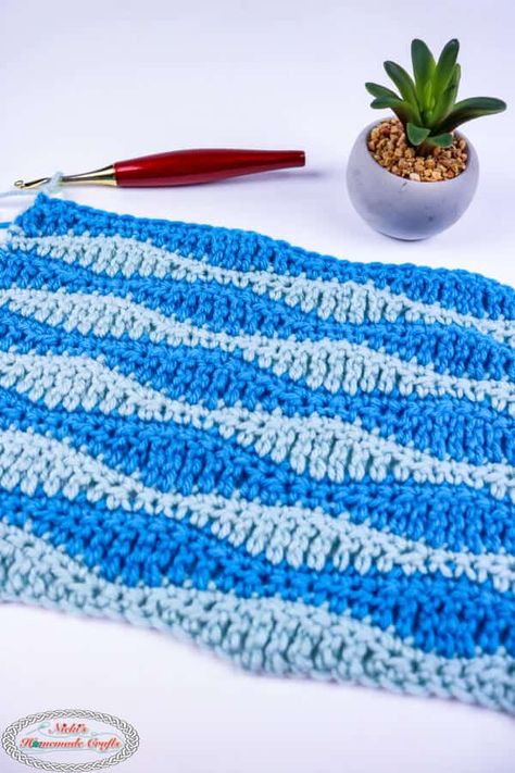 Crochet Wave Pattern, Beginner Crochet Blanket, Wave Stitch, Crochet Afgans, Crochet For Beginners Blanket, Beginner Crochet, Learn How To Crochet, Afghan Pattern, Single Crochet Stitch